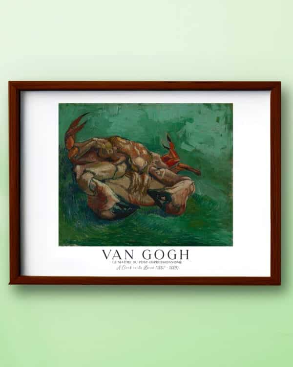 "Crab on its Back" by Vincent van Gogh. A captivating still life painting depicting a crab lying upside down with intricate details and vibrant colors are featured in this Van Gogh Print